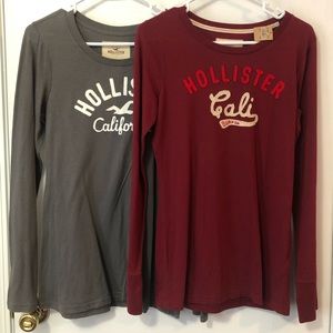 NWT Pair (2) Hollister long sleeve shirts. Juniors Large.